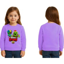 Sedirli Unisex Brawl Stars Baskılı Çocuk Swaetshirt 3 Iplik Şardonlu
