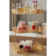 Feyza Design 3 Katlı Makyaj Organizeri Kozmetik ve Aksesuar Düzenleyici Banyo Rafı