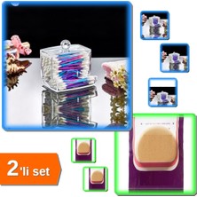 Feyza Design 7 cm Kulak Çubuğu ve Makyaj Süngeri Seti – 2'li, Pratik ve Şık Organizer
