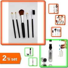 Feyza Design Makyaj Fırça Seti 5 Parça ve Cep Parfüm Şişesi 2'li Set