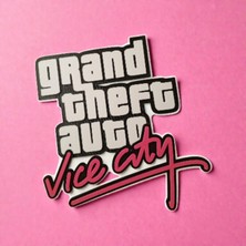 Ceresshop Gta Vice City Temalı Dekoratif Duvar Süsü Siyah,beyaz,pembe