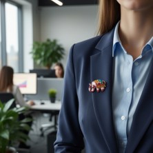 Lente Aksesuar Kristal Taşlı Pembe Fil Broş-Etnik Desenli Fil Yaka Iğnesi