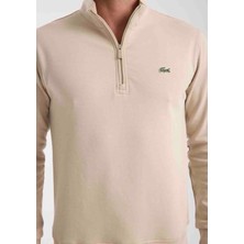 Lacoste Fermuar Yaka Regular Fit Bej Uzun Kollu