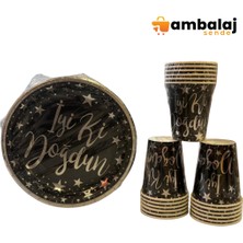 AmbalajSende Varaklı Iyi Ki Doğdun Gümüş Tabak-Bardak Set