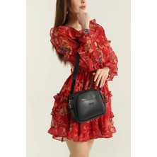 Clodi Siyah Fermuarlı Ön Cep Detaylı Kadın Omuz Çantası