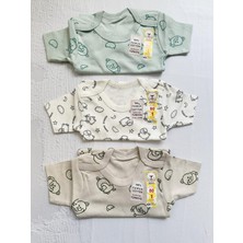 MİNİM 3'lü Kuzu ve Civciv Baskılı İnterlok Zıbın, Unisex %100 Pamuklu, Çıt Çıtlı Badi