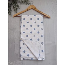 MİNİM Mavi Yıldızlar Pikeli Müslin Battaniye 100X100