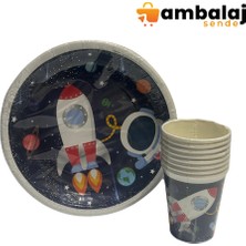 AmbalajSende Kozmik Galaksi Baskılı Tabak – Bardak Set