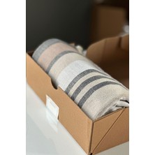 Stella Belli %100 Pamuk El Dokuması Desenli Modern 90 x 180 cm Peştemal | Kutulu Silyon | Bej