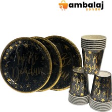 AmbalajSende Varaklı Iyi Ki Doğdun Altın Tabak-Bardak Set