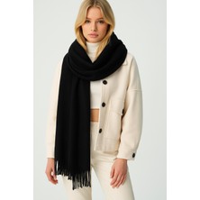 Myzi Store Kadın Siyah Kare Desenli Kalın Kışlık Şal – Oversize Şal