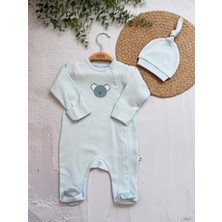 MİNİM Şapkalı Organik Koala Detaylı Çıt Çıtlı Tulum