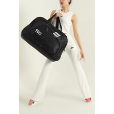 Clodi Siyah Fermuarlı Baskılı Kadın Spor ve Seyahat Çantası - Fitness, El ve Omuz Valiz Çantası