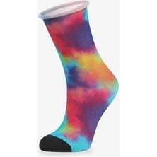 Roll Top Lastiksiz Kadın Batik Baskılı Soket Çorap