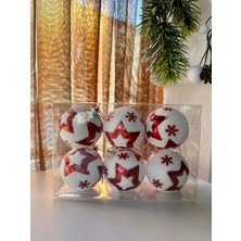 New Bliss Decor Studio 6 Adet Pvc Desenli Yılbaşı Top 6 cm