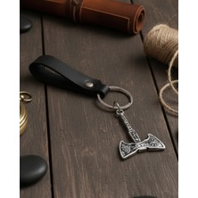 BSN Store Deri Anahtarlık Valknut Balta Figürlü Hakiki Deri Anahtarlık Hediye Anahtarlık