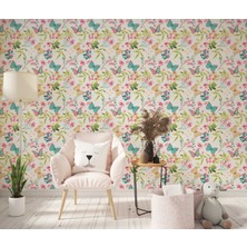 Grown 229-7 - Çiçek ve Kelebek Desenli Duvar Kağıdı
