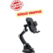 AS Mobile Güçlü Vantuzlu Araç Içi Telefon Tutucu | Alttan Destekli Düşme Emniyeti, Kasis ve Sarsıntıya Dayanıklı, Ayarlanabilir Boy ve Genişlik