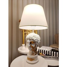 Feyza Design Beyaz Hermes Antik Yunan Tanrısı Dekoratif Abajur Biblo