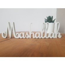 Maşallah Islami Dekorasyon, 18 cm Allah'ın Izniyle Biblo,  Mashallah Yazılı Dekoratif Masa Üstü Süs