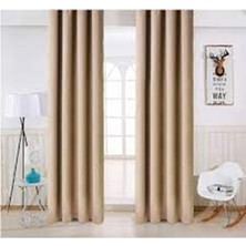 Taç Bej Lüks Termal %100 Işık Geçirmez Kornişli Blackout Karartma Saten Perde