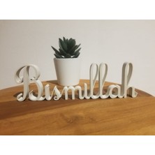 Bismillah Islami Dekorasyon, 18 cm Allah'ın Adıyla Biblo, Besmele Yazılı Dekoratif Masa Üstü Süs
