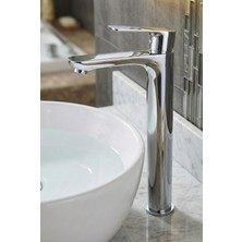 Ralken Aero Kalın Gövde %100 Pirinç Krom Çanak Lavabo Bataryası - Lüx Yüksek Çanak Lavabo Musluğu