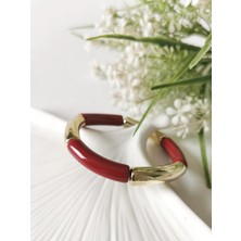 Halley Concept Gold Detaylı Lastikli Bordo Bileklik