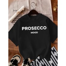 Livizmir Moda Baskılı Oversize Bisiklet Yaka T-Shirt - Siyah