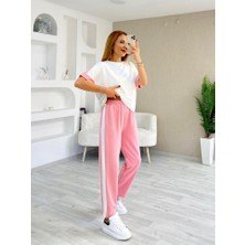 Livizmir Moda Kadın Modal Dokulu Kumaş Yanı Şeritli Takım