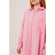 Livizmir Moda Salaş Kesim Cepli Pembe Gömlek
