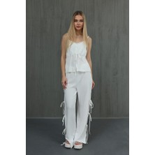 Livizmir Moda Fiyonklu Bluz Takım - Beyaz