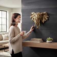 İki Yedi Konsept Wemenyo Ahşap Görünümlü Sanatsal Form Fil Kafası Duvar Dekoru Fil Heykeli Figür Hediyelik Objeler