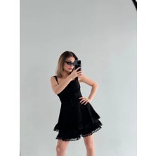 Livizmir Moda Mini Askılı Elbise - Siyah