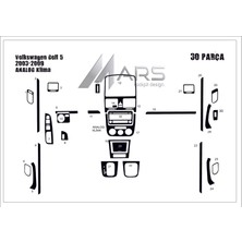 Mars Cockpit Design Volkswagen Golf 5 Konsol-Torpido Kaplama Analog Klima 2003-2008 Piano Black