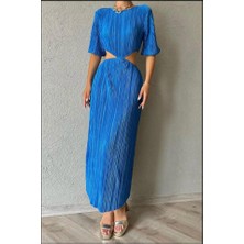 Livizmir Moda Mavi Piliseli Elbise