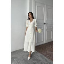 Livizmir Moda Sarı Arka ve Bel Ucu Gipeli Elbise