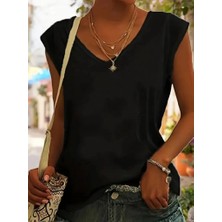 Livizmir Moda Kadın Kısa Kollu V Yakalı Viskon Bluz