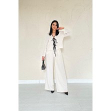 Livizmir Moda Bej Fiyonklu Keten Takım