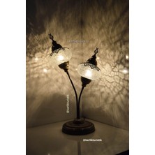 Feyza Design Otantik Masa Lambası Abajur, Lale Tarzı, Lazer Işlemli, Şık ve Dekoratif