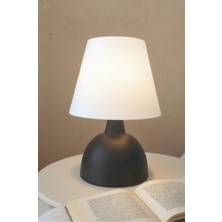 Feyza Design Şık Metal Gövdeli Çanak Abajur, Kumaş Başlık ile Zarif Aydınlatma