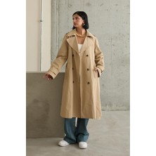 Livizmir Moda Camel Uzun Kemerli Trençkot
