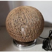 Feyza Design Doğal Jüt Halat Hasır Küre Ip Abajur, Şık ve Sıcak Atmosfer Yaratır