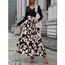 Livizmir Moda Kadın Uzun Kollu Bisiklet Yaka Uzun Elbise