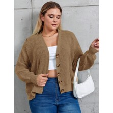 Livizmir Moda Kadın Beş Düğme Büyük Beden Triko Hırka