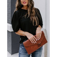 Livizmir Moda Kadın Kısa Kollu Pileli Balın Kol Bürümcük Bluz