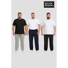 Superlife Erkek Büyük Beden Paça Reçme Ince Eşofman Altı 3’lü Set – Rahat Kalıp SPR26BEA952+3