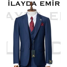İlayda Emir Blazer, Kırlangıç Yaka, Slım Fıt,erkek Takım Elbise, Koyu Mavi