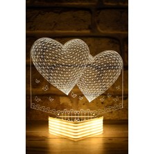Feyza Design 3D Kalp Görselli LED Lamba, Sıcak Atmosfer Yaratıcı Işıklandırma