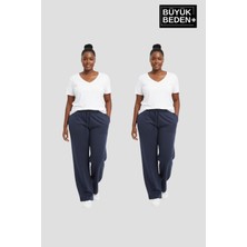 Superlife Kadın Büyük Beden Paça Reçme Ince Eşofman Altı 2’li Set – Rahat Kalıp SPR26BEAK952+2